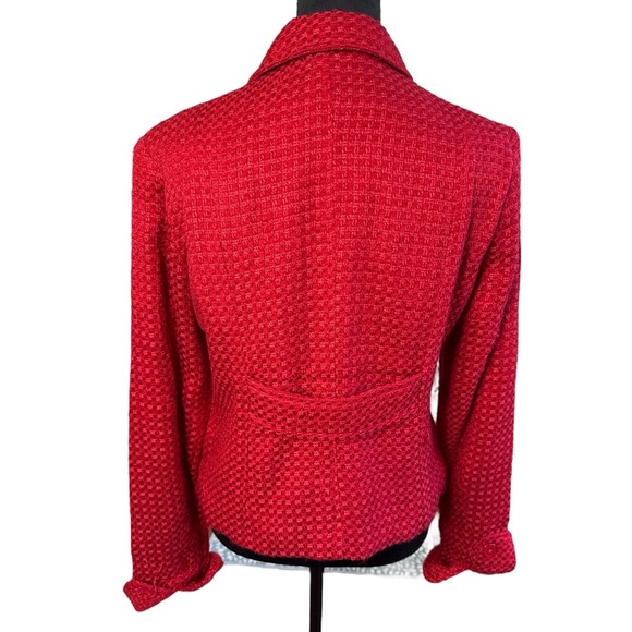 First Option Red Tweed Button Blazer Women’s Medium – Classic Style - Picture 4 of 11